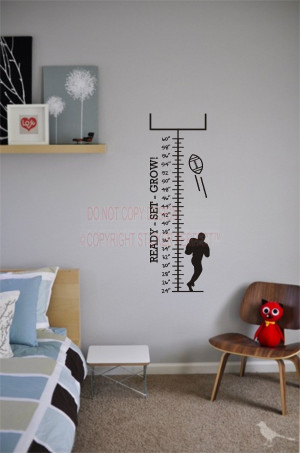 / Ready set grow growth chart football kids wall decal vinyl quotes ...