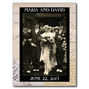 vintage_wedding_couple_save_the_date_postcard ...