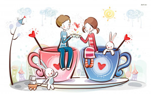 Couple Drinking Tea wallpaper