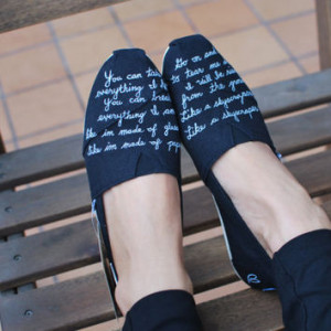 Demi Lovato Skyscraper quote TOMS shoes