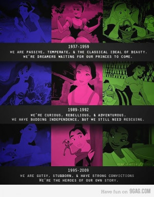 9GAG - The Evolution of Female Stereotypes (Disney)