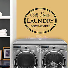 Self Serve Laundry Open 24 hours Vinyl Wall Art Home Decor Quote Decal ...