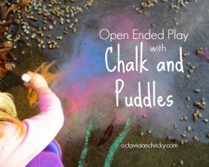 Open Ended Play with Chalk and Puddles