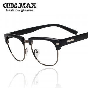 Gimmax vintage black half frame glasses male Women eyeglasses frame