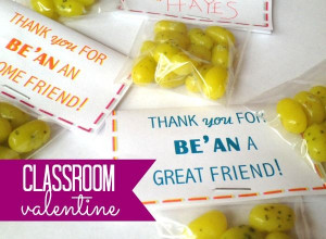Classroom valentine: Thanks for BE'AN my friend! {via @thecraftblog )