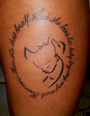 Mother & child tattoo on thigh. I wanted to do something way more ...