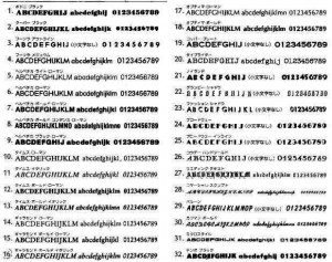 欧文書体サンプル