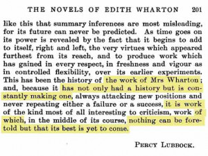 ... Percy Lubbock quote used on the Age of Innocence dust jacket is found