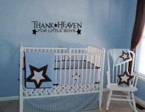 THANK HEAVEN FOR LITTLE BOYS WALL ART DECAL QUOTE WORDS LETTERING BABY ...