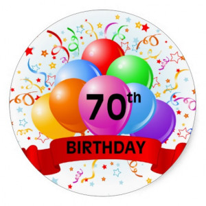 70th Birthday Banner Balloons Sticker