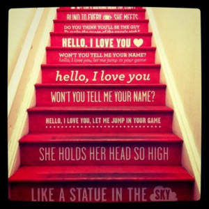Song lyric stairs! I'm thinking Rhiannon by Fleetwood Mac!