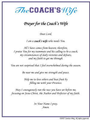 Football Prayer Poem Prayer for coach's wife