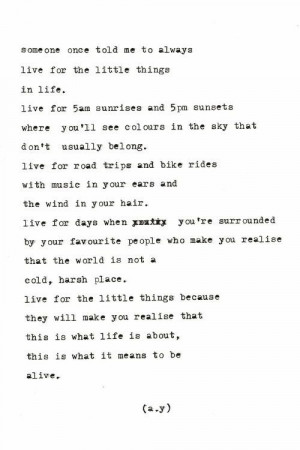 Live for the little things in life… www.dutchessroz.com #quote #poem ...