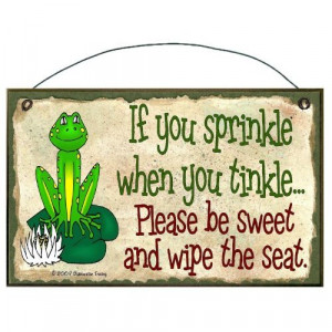 ... Please Be Neat and Wipe the Seat Frog Bath Sign Plaque Bathroom Decor
