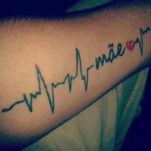 mom heartbeats tattoo with the word mom family tattoos mom tattoos ...