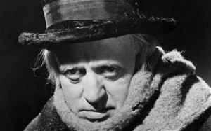Sim playing Scrooge in the brilliant 1951 film version of A Christmas ...