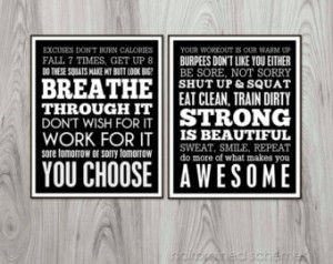 fitness subway art poster diptych funny bootcamp exercise motivational ...