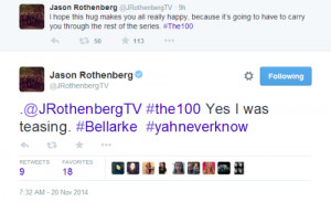 jason rothenberg, being his usual smug self when it comes to bellarke