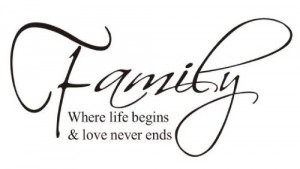 FAMILY,where life begins & love never ends - Classic HOME Decal Quote ...