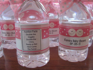 Baby Shower Girl Water Bottle Labels A baby shower (for twin girls!