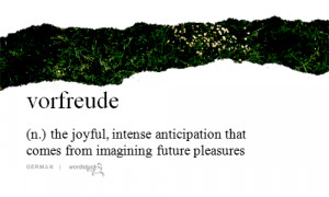... excited thousand hopeful German pleasures noun anticipation vorfreude
