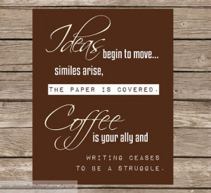 Quote from Honore de Balzac. So true! I can't write without my coffee.