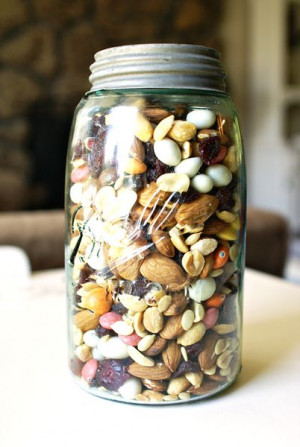 canning jars bowls full homemade trail mix great idea snacks idea jars ...
