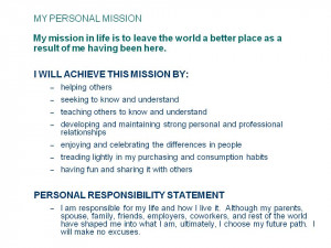 personal mission statement