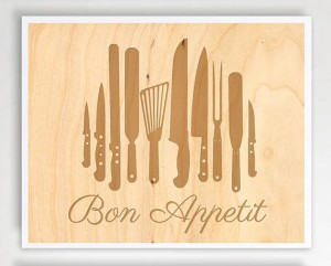 8x10 kitchen wall art bon appetit french quote art kitchen utensils ...
