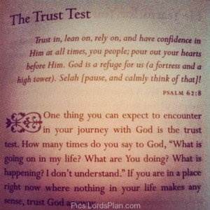 Trust Test, Short article to test how much you trust god and his plans ...