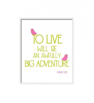 Peter Pan quote- Pink and green nursery decor- Printable art- INSTANT ...