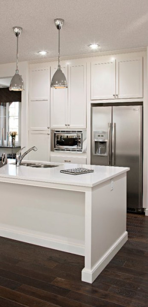 white kitchen cabinets with stainless steel appliances