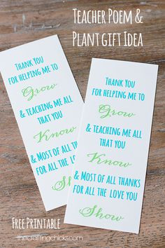 Thank you for helping me grow! Teacher gift book mark or gift tag