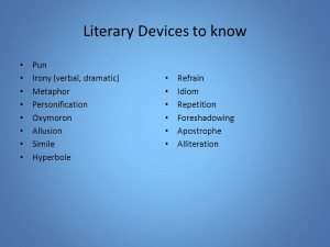 Literary Devices to know Pun Irony (verbal, dramatic) Metaphor ...