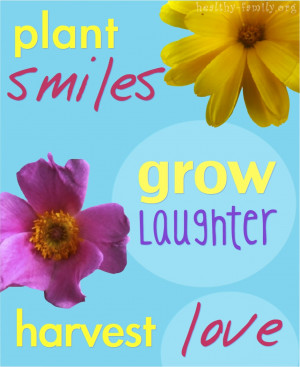 Print: Plant smiles, grow laughter, harvest love in 8×10 framed art.