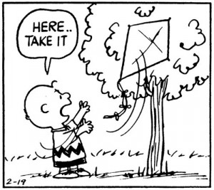 you not love Charlie Brown flying his kite and it getting tangled up ...