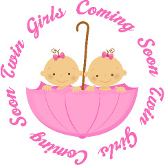 Twin Girls Pink Umbrella Maternity Shirts