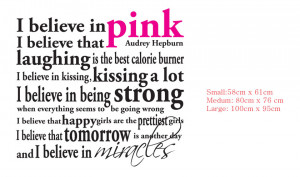 Details about I Believe in PINK Audrey Hepburn Quote Wall Lettering ...