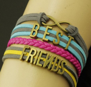 Unique best friends quote bronze beads charm friendship bracelet gift