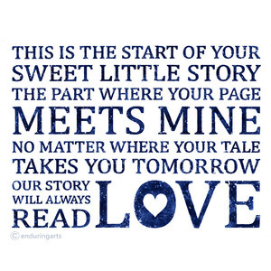 Our story will always read LOVE art print in navy blue