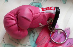 Pink boxing glove key chain. I like to get it out and pretend like I ...
