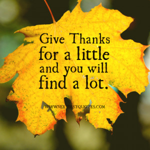 Give thanks for a little and you will find a lot.