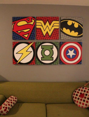 Tableaux logos super héros.
