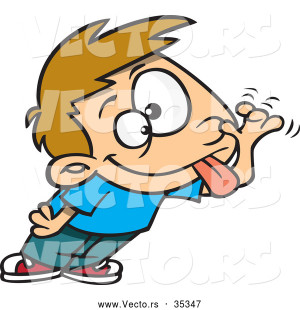 Vector of a Teasing Cartoon Boy Sticking His Tongue out and Making a ...