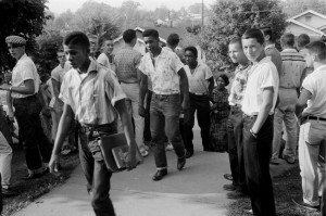 African-American students walk to Clinton High School in Tennessee ...