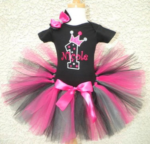 hot pink zebra princess crown number birthday tutu set