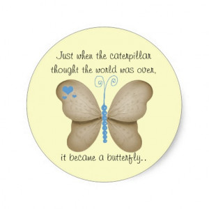 Blue and Ivory Butterfly Quote Stickers