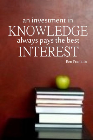 Ben Franklin Quote 'An Investment In Knowledge by InitialYou, $12.95