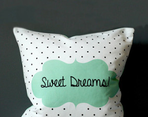 ... Pillow Cover - Black polka dots with MINT frame - Kids cushion cover