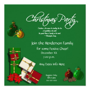 Festive Christmas Party Invitation-with Quote